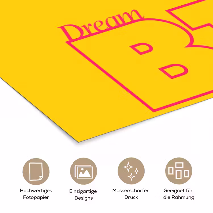 Dream big - Geel - Grafisch poster papier klein -tcloseup_DE