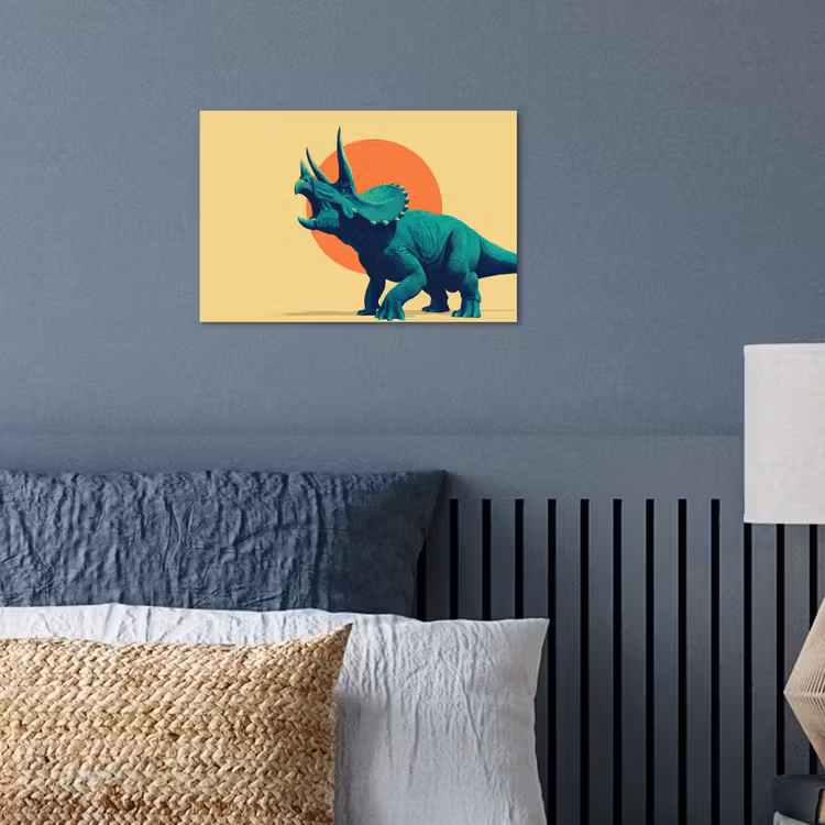 Triceratops - Cirkel - Oranje - Hoorns poster papier klein -sfeer2