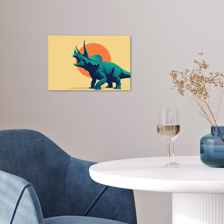 Triceratops - Cirkel - Oranje - Hoorns poster papier klein -sfeer3