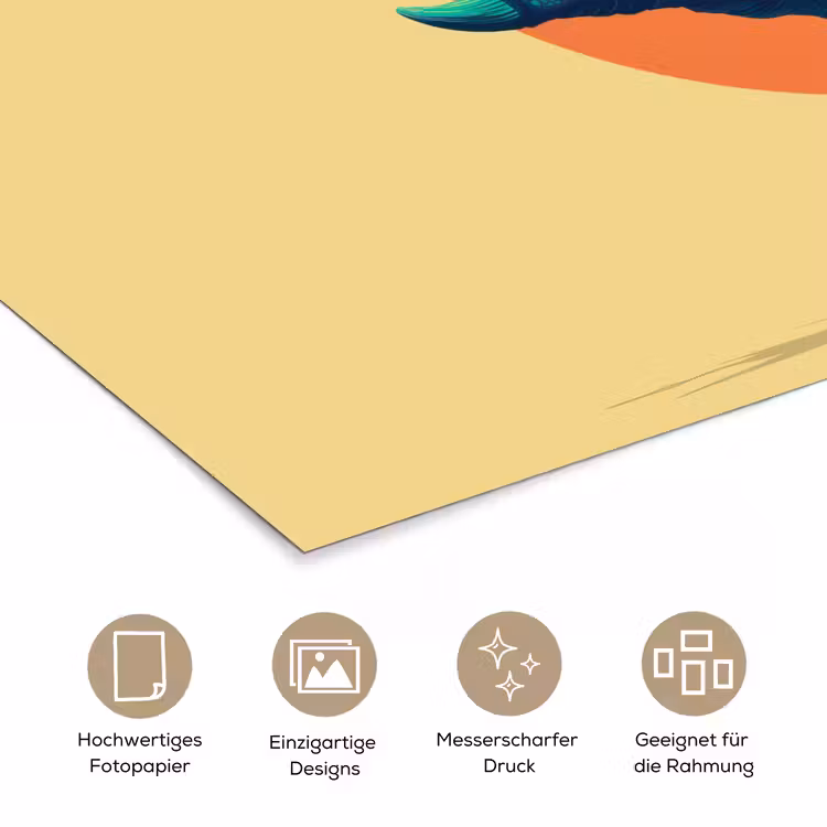 Triceratops - Cirkel - Oranje - Hoorns poster papier klein -tcloseup_DE
