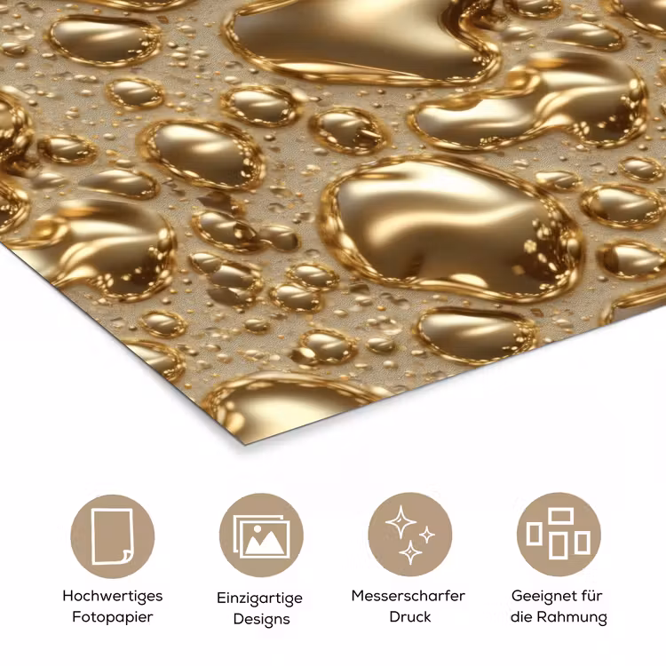 Druppels - Organisch - Goud poster papier klein 62 -tcloseup_DE