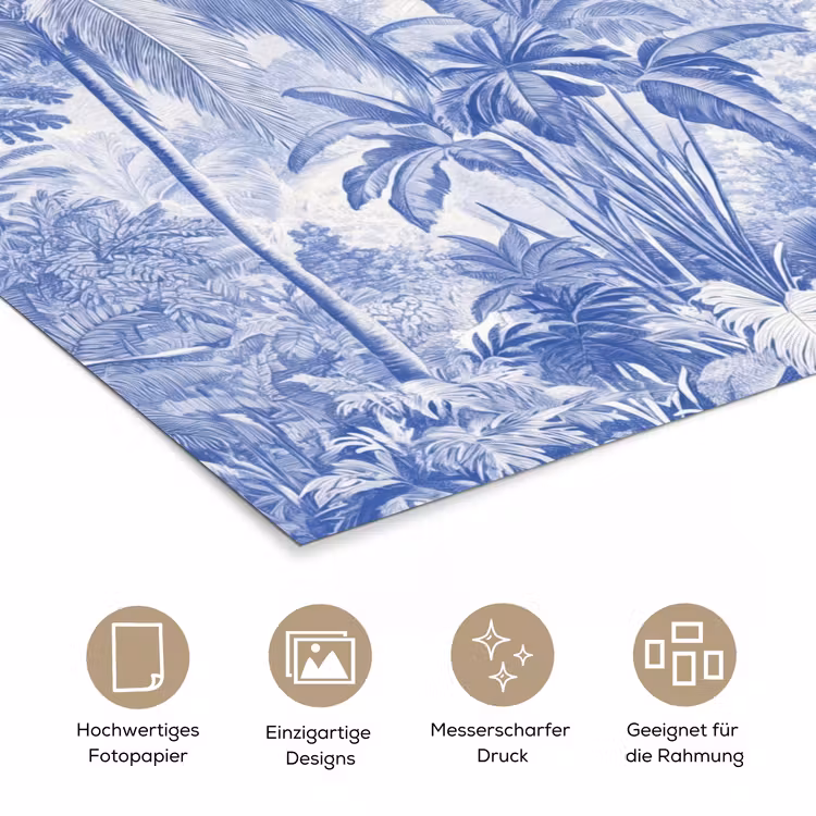 Tropisch - Jungle - Blauw poster papier klein -tcloseup_DE