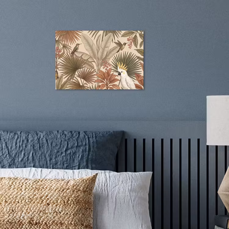 Tropisch - Vogels - Beige poster papier klein -sfeer2