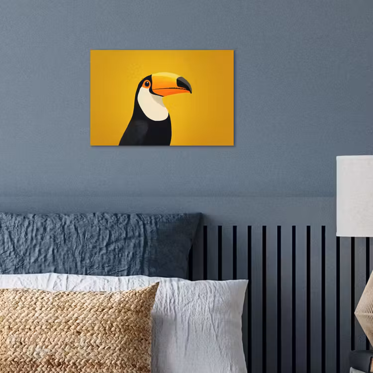 Toekan - Minimalistisch - Snavel - Oranje poster papier klein -sfeer2