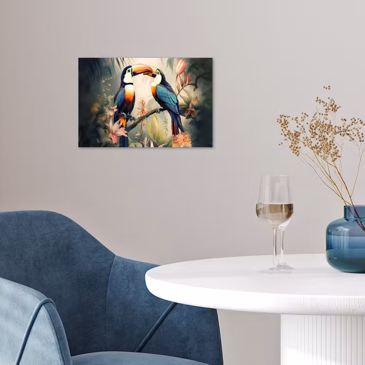 Toekan - Vogels - Bloemen - Natuur - Jungle poster papier klein -sfeer3