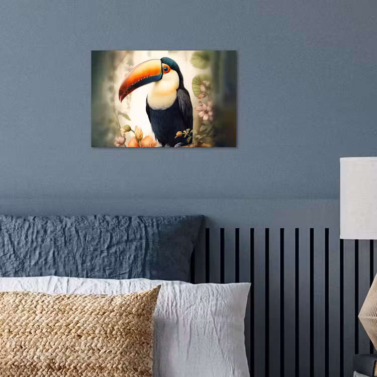 Toekan - Vogel - Bloemen - Planten poster papier klein -sfeer2