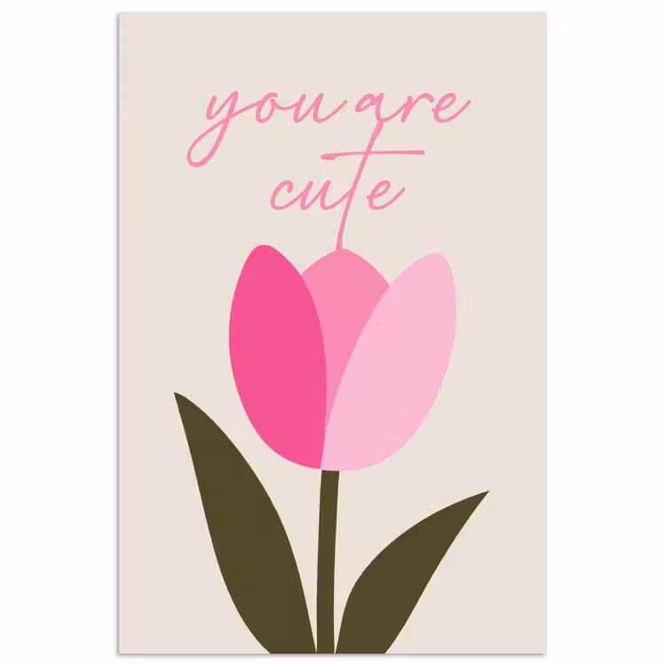Tulp - Roze - Valentijn - Bloem poster papier klein -3d