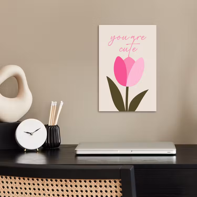 Tulp - Roze - Valentijn - Bloem poster papier klein -sfeer1