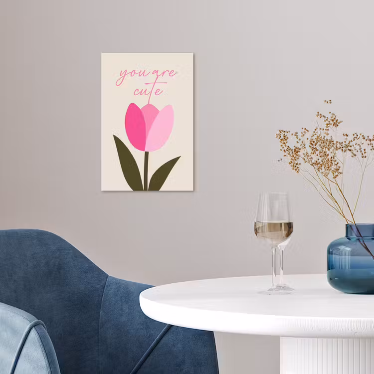 Tulp - Roze - Valentijn - Bloem poster papier klein -sfeer3