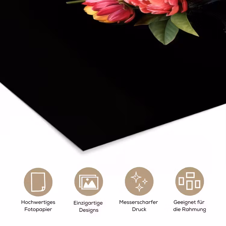 Tulpen - Bessen - Boeket - Vaas poster papier klein -tcloseup_DE