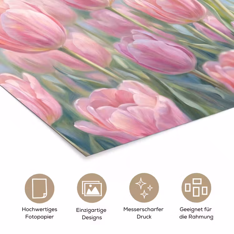 Tulpen - Veld - Lente - Roze poster papier klein -tcloseup_DE