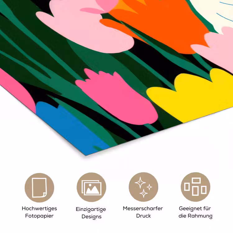 Tulpen - Kat - Kleurrijk poster papier klein -tcloseup_DE