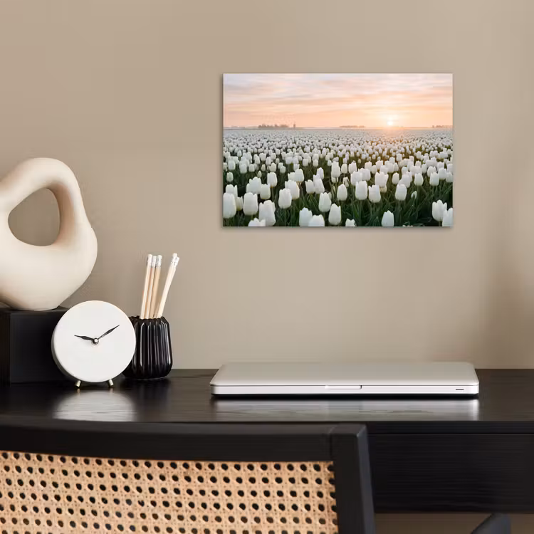 Tulpen - Landschap - Wit poster papier klein -sfeer1