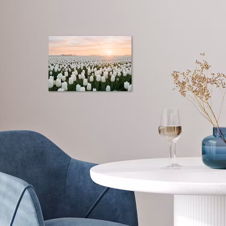 Tulpen - Landschap - Wit poster papier klein -sfeer3