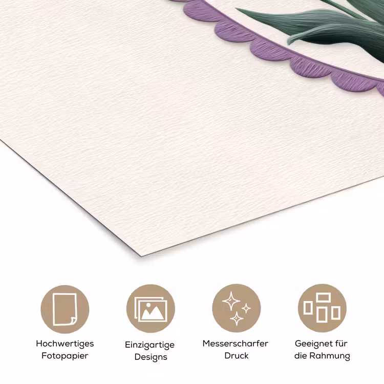 Tulpen - Paars - Lijst - Bladeren poster papier klein -tcloseup_DE