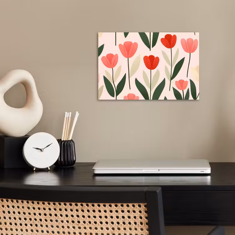 Tulpen - Modern - Roze poster papier klein -sfeer1