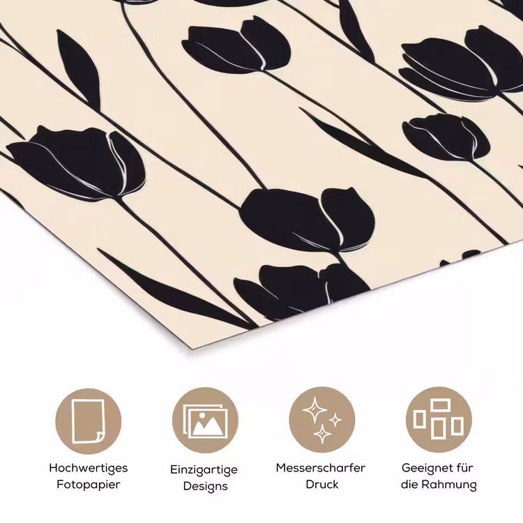 Tulpen - Patroon - Zwart poster papier klein 62 -tcloseup_DE