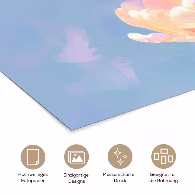 Tulpen - Roze accenten - Blauw poster papier klein -tcloseup_DE