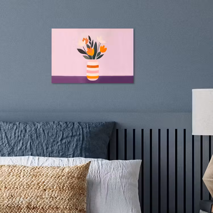 Tulpen - Vaas - Strepen - Paars poster papier klein -sfeer2