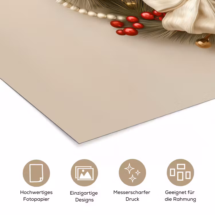 Deurkrans - Strik - Kerst - Rood - Groen poster papier klein -tcloseup_DE