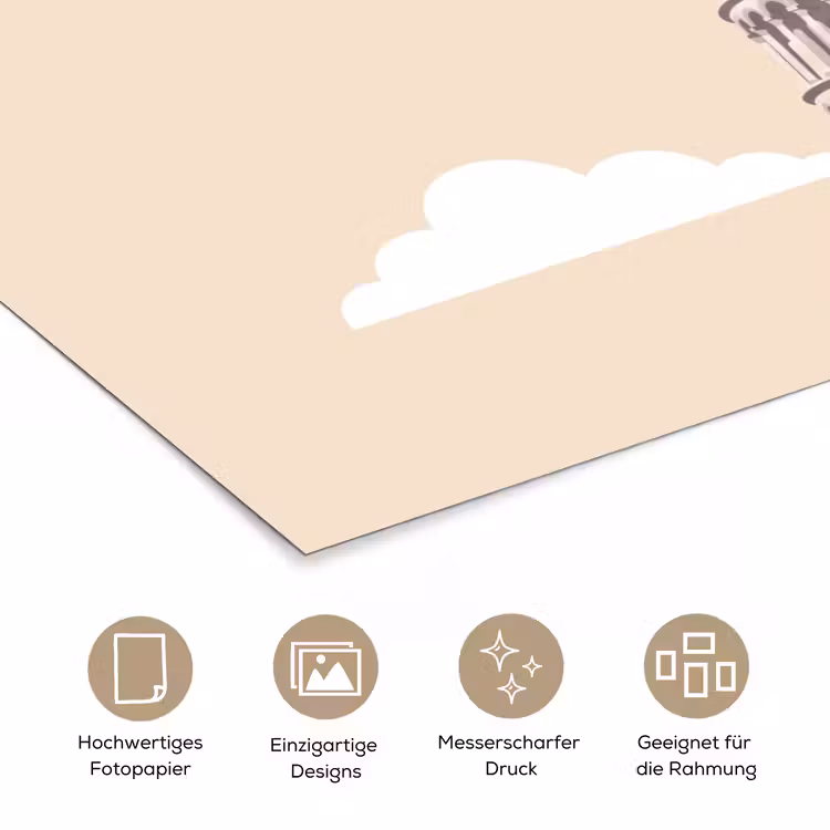 Toren - Pisa - Architectuur - Minimalistisch - Beige poster papier klein -tcloseup_DE