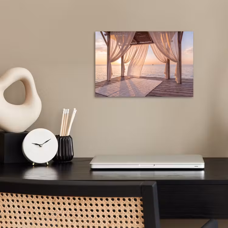 Overkapping - Zee - Zonsondergang - Vakantie - Rust poster papier klein -sfeer1