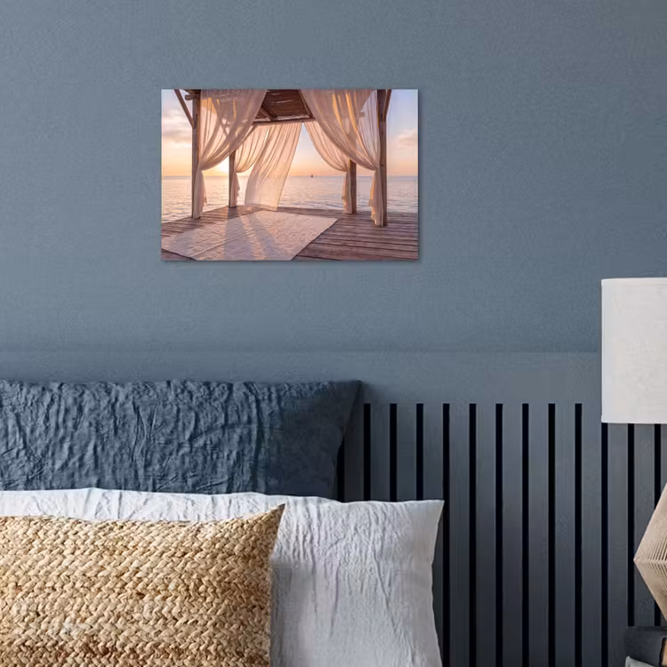Overkapping - Zee - Zonsondergang - Vakantie - Rust poster papier klein -sfeer2