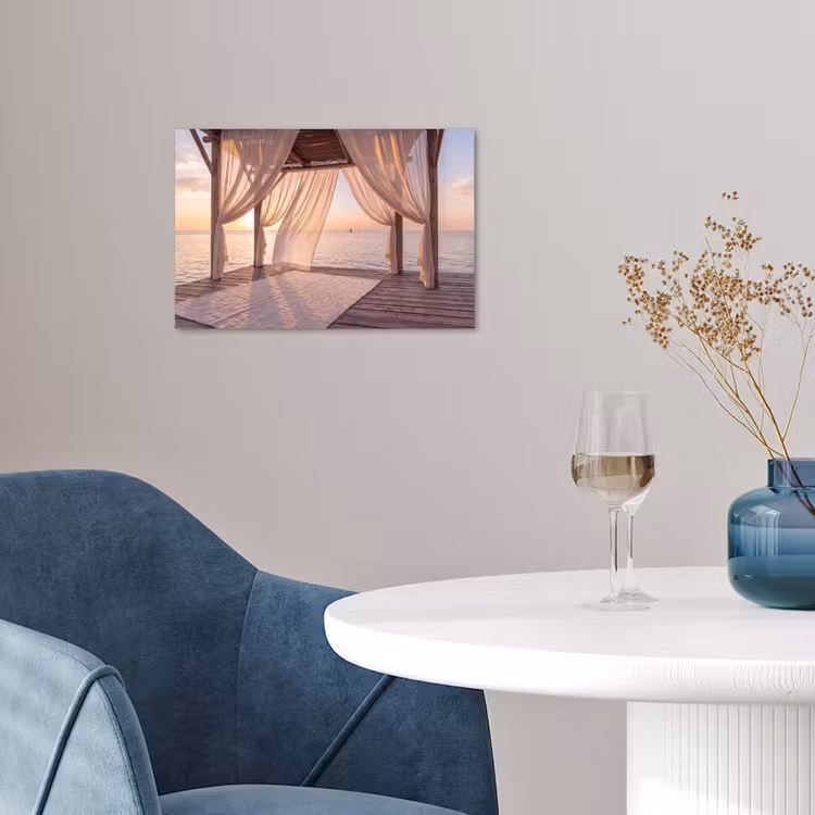 Overkapping - Zee - Zonsondergang - Vakantie - Rust poster papier klein -sfeer3