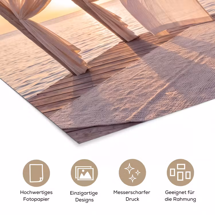 Overkapping - Zee - Zonsondergang - Vakantie - Rust poster papier klein -tcloseup_DE