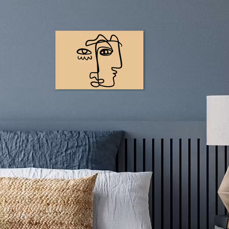 Overlappende profielen - Lichtbruin - Zwart poster papier klein -sfeer2