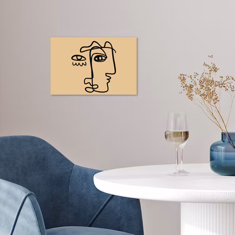 Overlappende profielen - Lichtbruin - Zwart poster papier klein -sfeer3