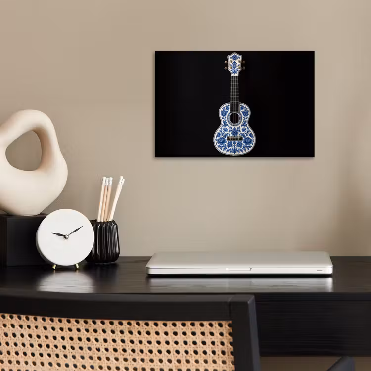 Ukelele - Delfts - Blauw - Muziek poster papier klein -sfeer1