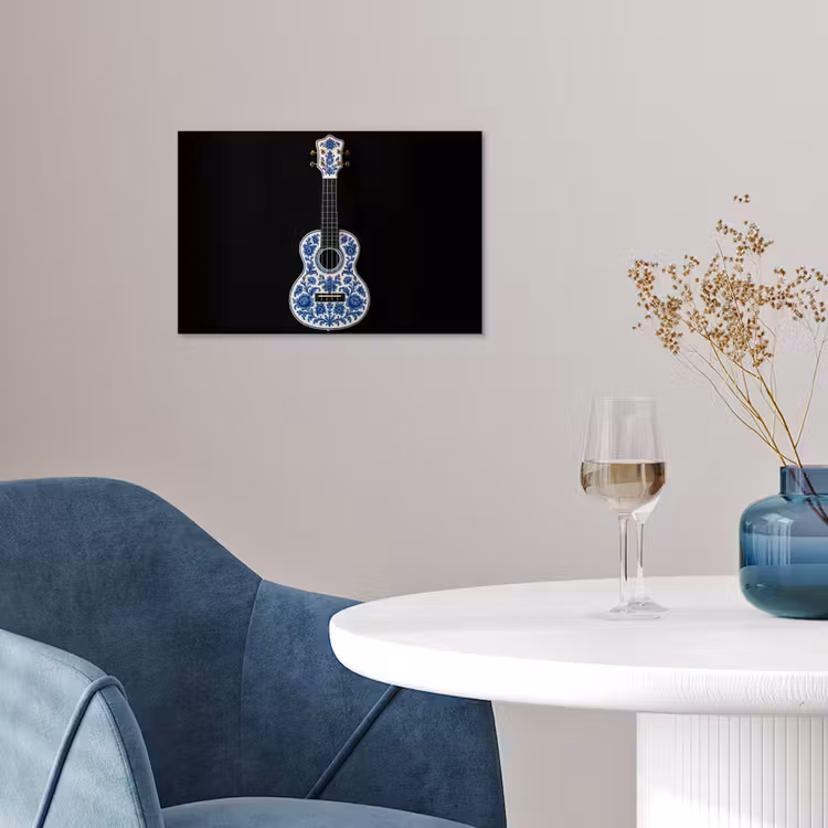 Ukelele - Delfts - Blauw - Muziek poster papier klein -sfeer3