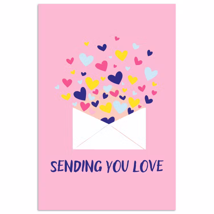 Envelop - Love - Hartjes - Valentijn poster papier klein -3d