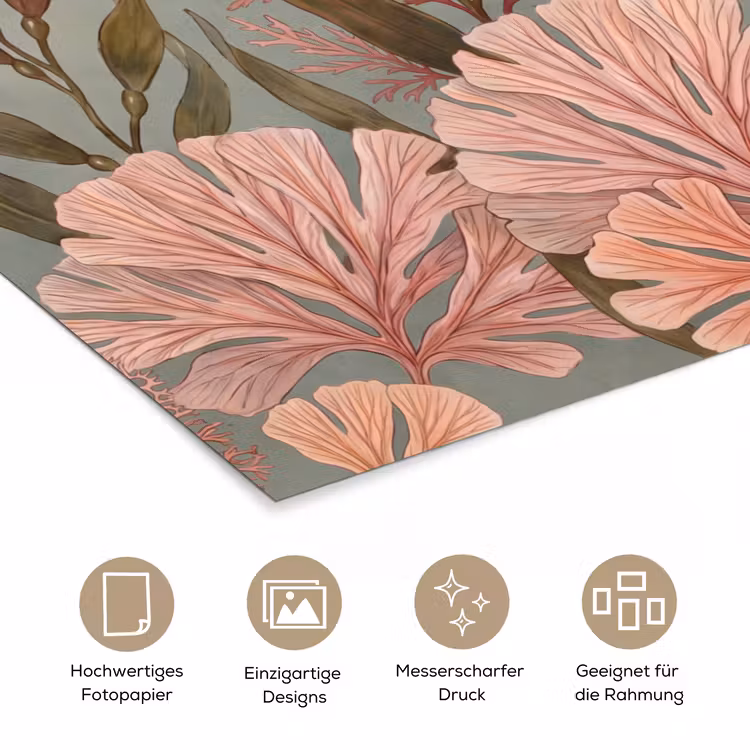 Onderwater - Planten - Vis - Vintage - Groen poster papier klein -tcloseup_DE