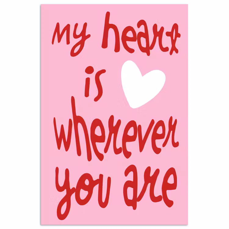Valentijn - Hart - Liefde - Roze poster papier klein -3d