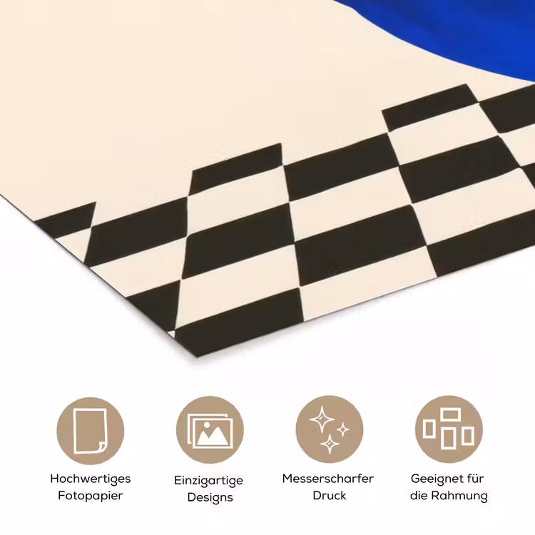 Vaas - Blauw - Geblokt - Modern poster papier klein -tcloseup_DE
