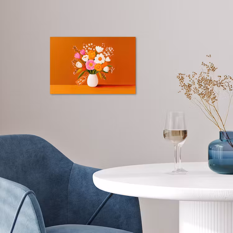 Vaas - Bloemen - Oranje poster papier klein -sfeer3