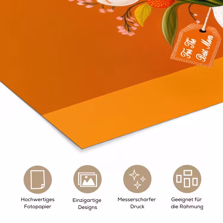 Vaas - Bloemen - Oranje poster papier klein -tcloseup_DE