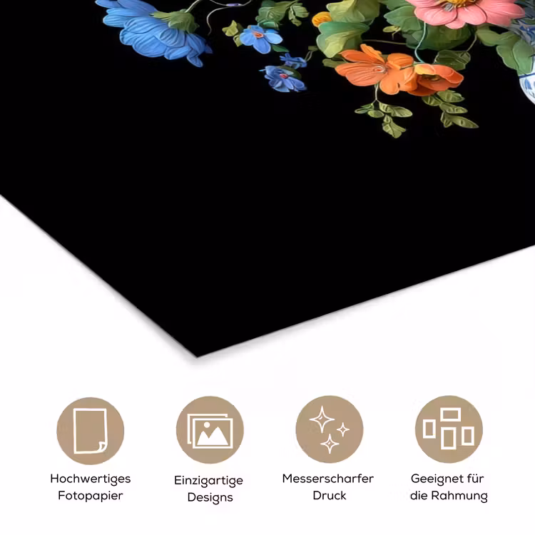 Vaas - Boeket - Bloemen - Kleur poster papier klein -tcloseup_DE