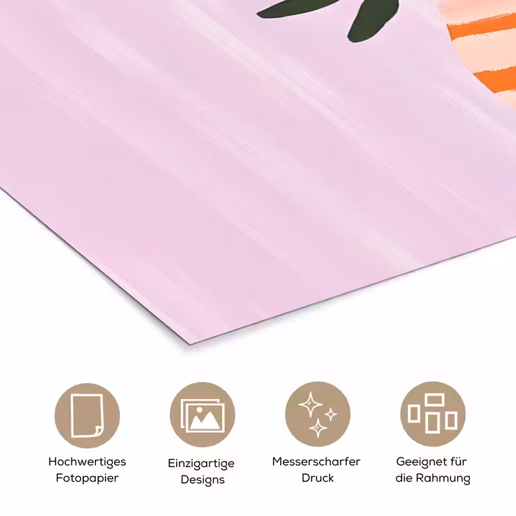 Vaas - Gestreept - Bloemen - Oranje poster papier klein -tcloseup_DE