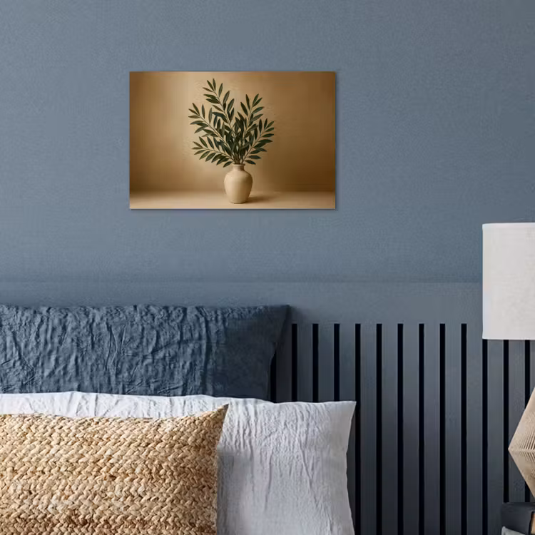 Vaas - Olijftakken - Bladeren - Beige poster papier klein -sfeer2