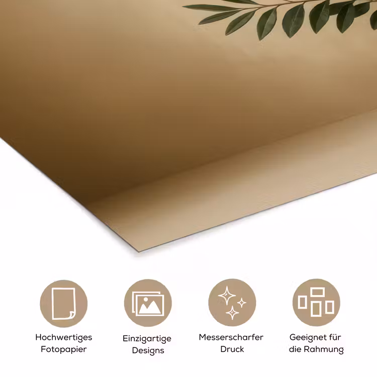 Vaas - Olijftakken - Bladeren - Beige poster papier klein -tcloseup_DE