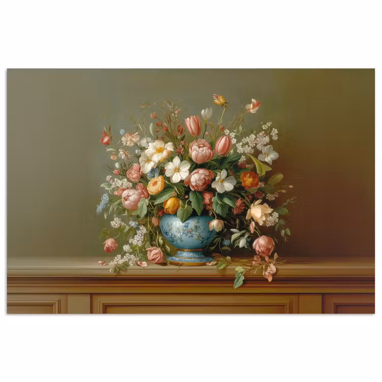 Vaas - Pastel - Kleuren - Bloemen poster papier klein -3d