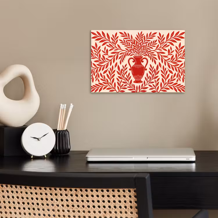 Vaas - Planten - Decoratie - Abstract - Rood poster papier klein -sfeer1