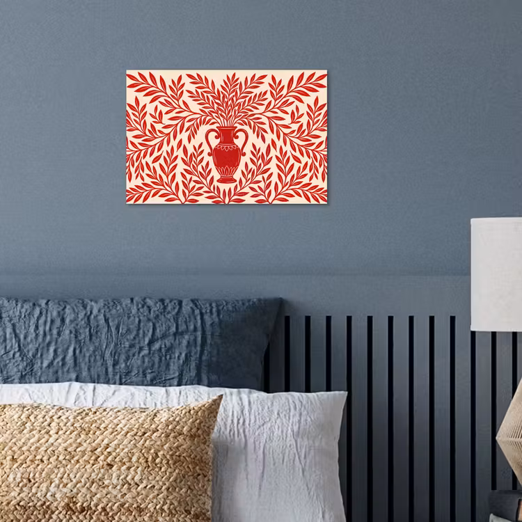 Vaas - Planten - Decoratie - Abstract - Rood poster papier klein -sfeer2