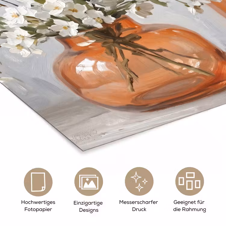 Vazen - Bloemen - Oranje poster papier klein -tcloseup_DE
