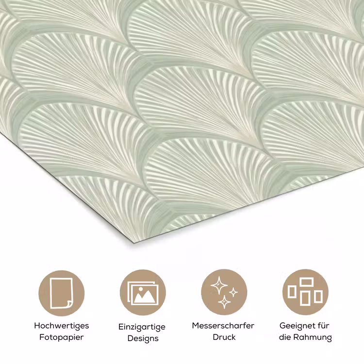 Waaiers - Patroon - Groen poster papier klein 62 -tcloseup_DE