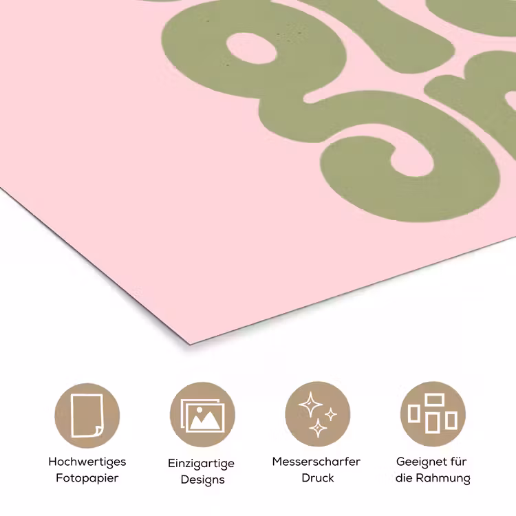 Chase greatness - Groen - Roze - Retro poster papier klein -tcloseup_DE