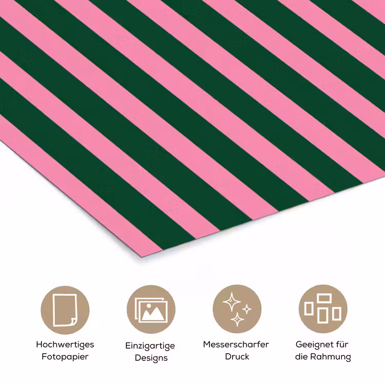 Verticale strepen - Groen - Roze poster papier klein 62 -tcloseup_DE